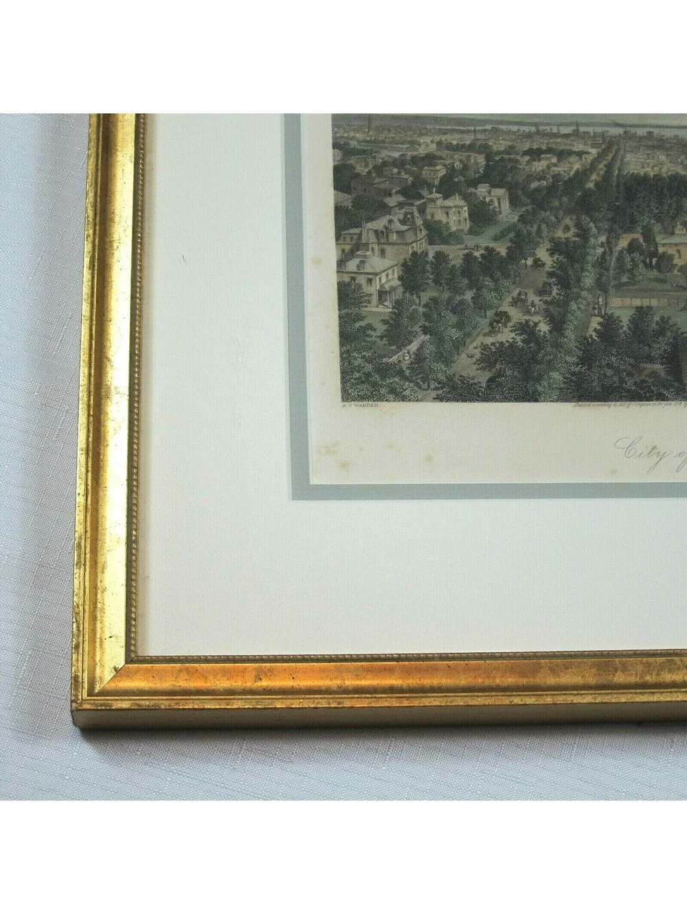 Antique 1872 Buffalo New York NY Steel Engraved Panoramic Print 15.5x13 Framed